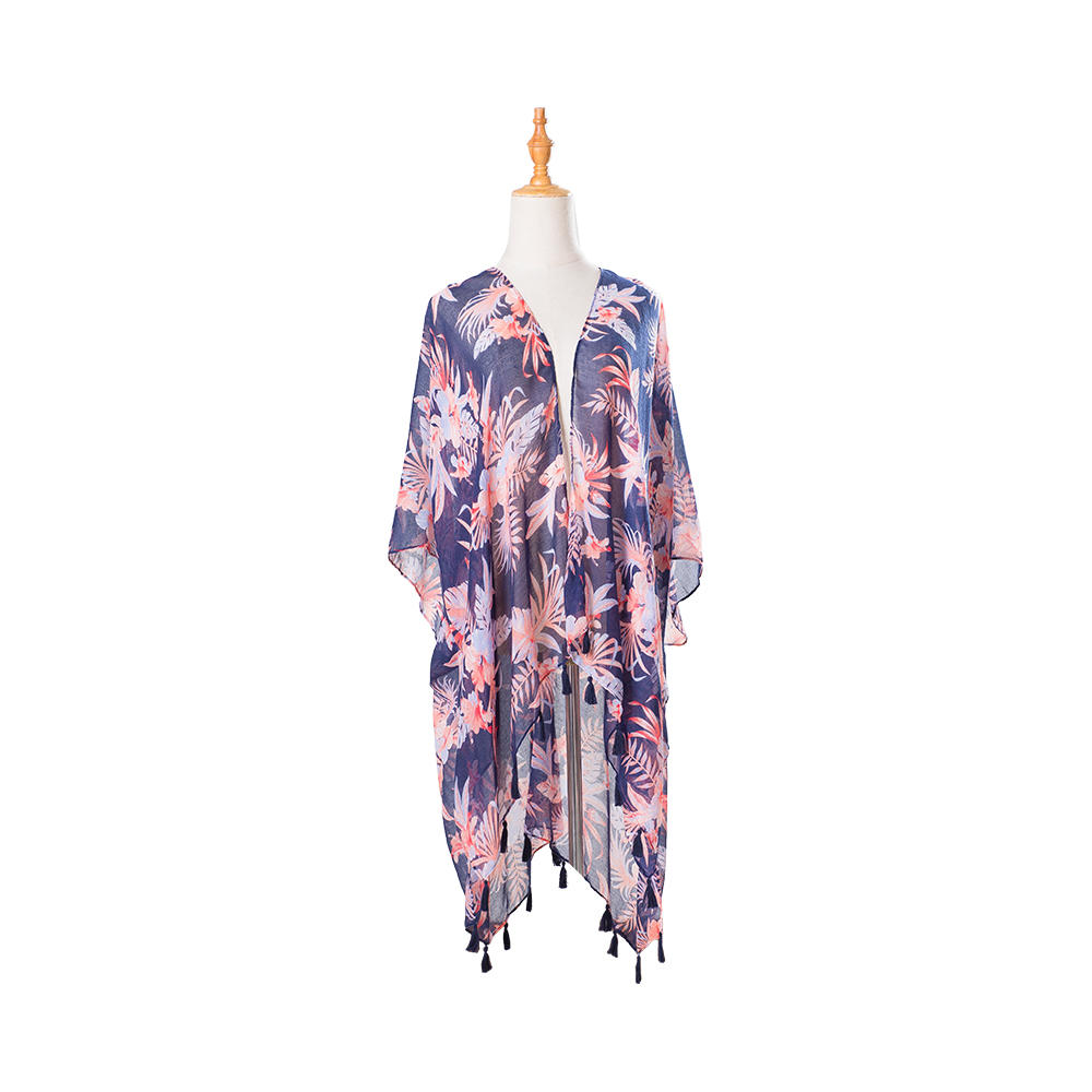 Вуаль с кисточками летние тонкие шифоновые элегантные шали с цветочным принтом для женщин