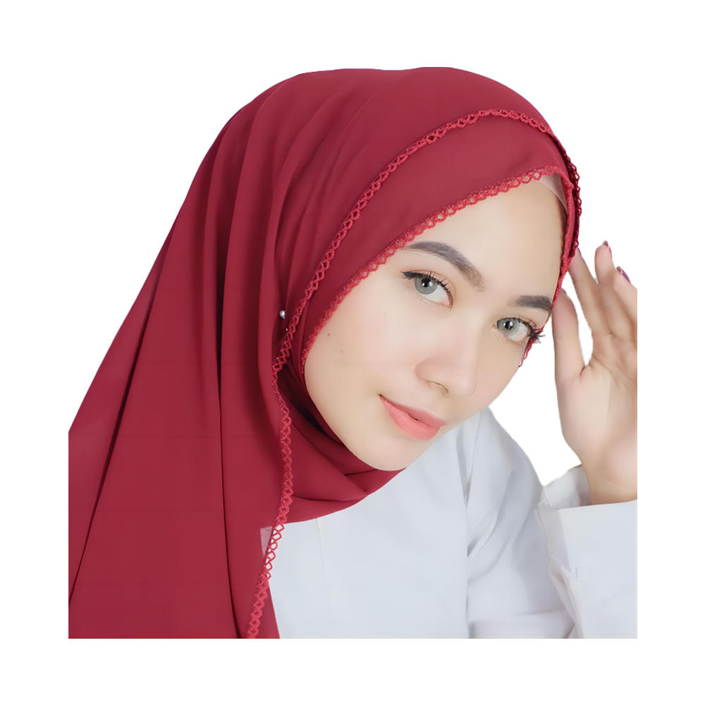 Мусульманский трикотаж, жемчужный шифон, женская мода, изогнутые зубы, хиджаб, бирюзовый шарф для женщин