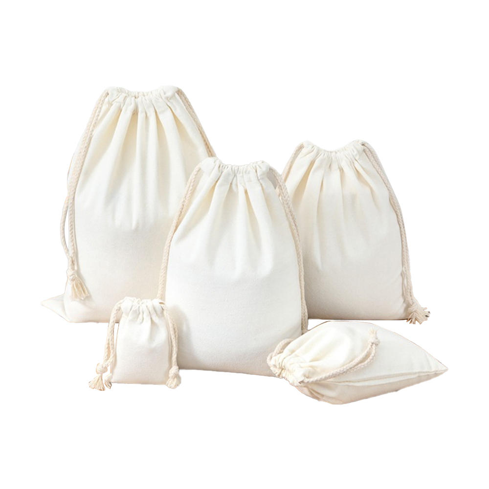 Многоразовые сумки из хлопчатобумажной ткани с завязками