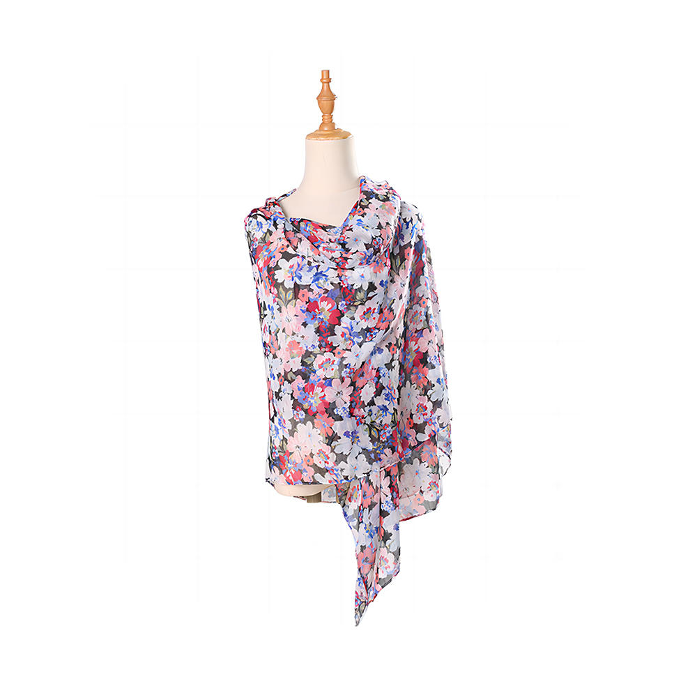 Женский легкий шарф с цветочным принтом, весенне-осенние зимние шарфы, шаль, накидка