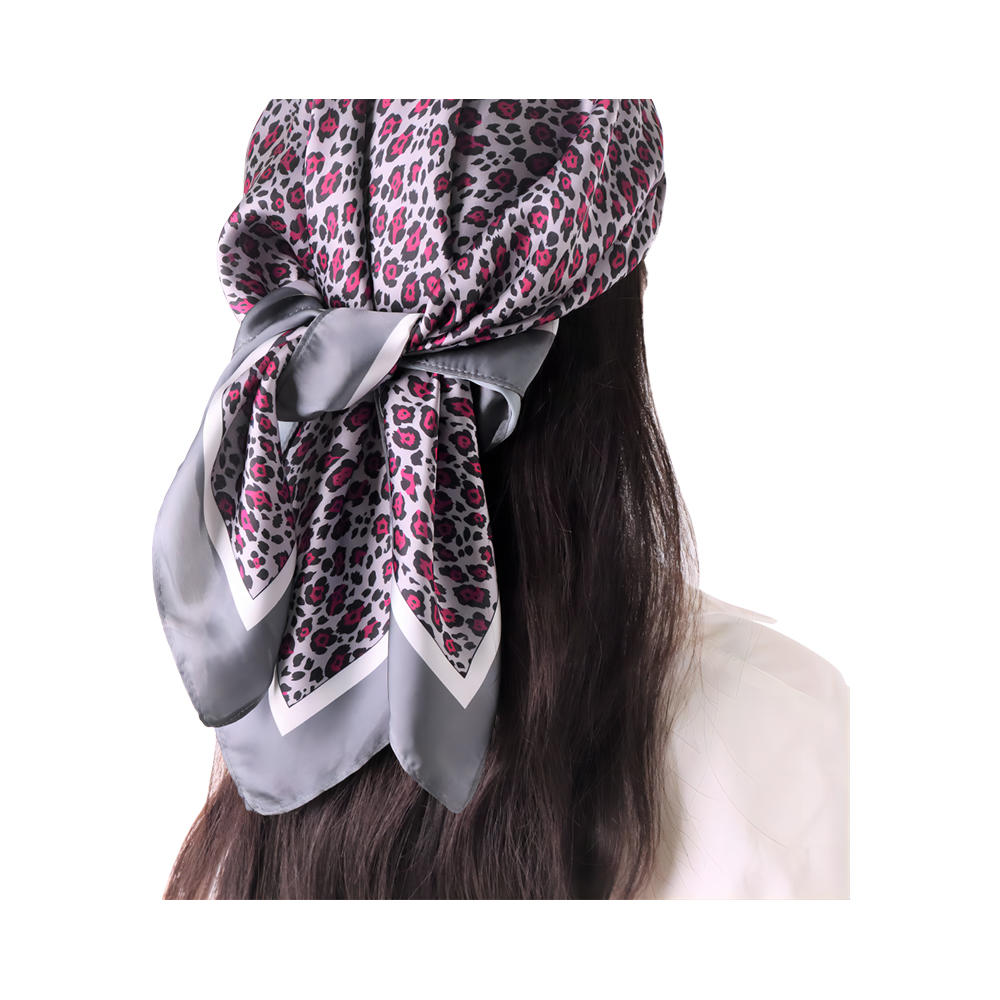 Шелковый шарф, женский модный леопардовый узор, большой квадратный атласный платок, головной убор