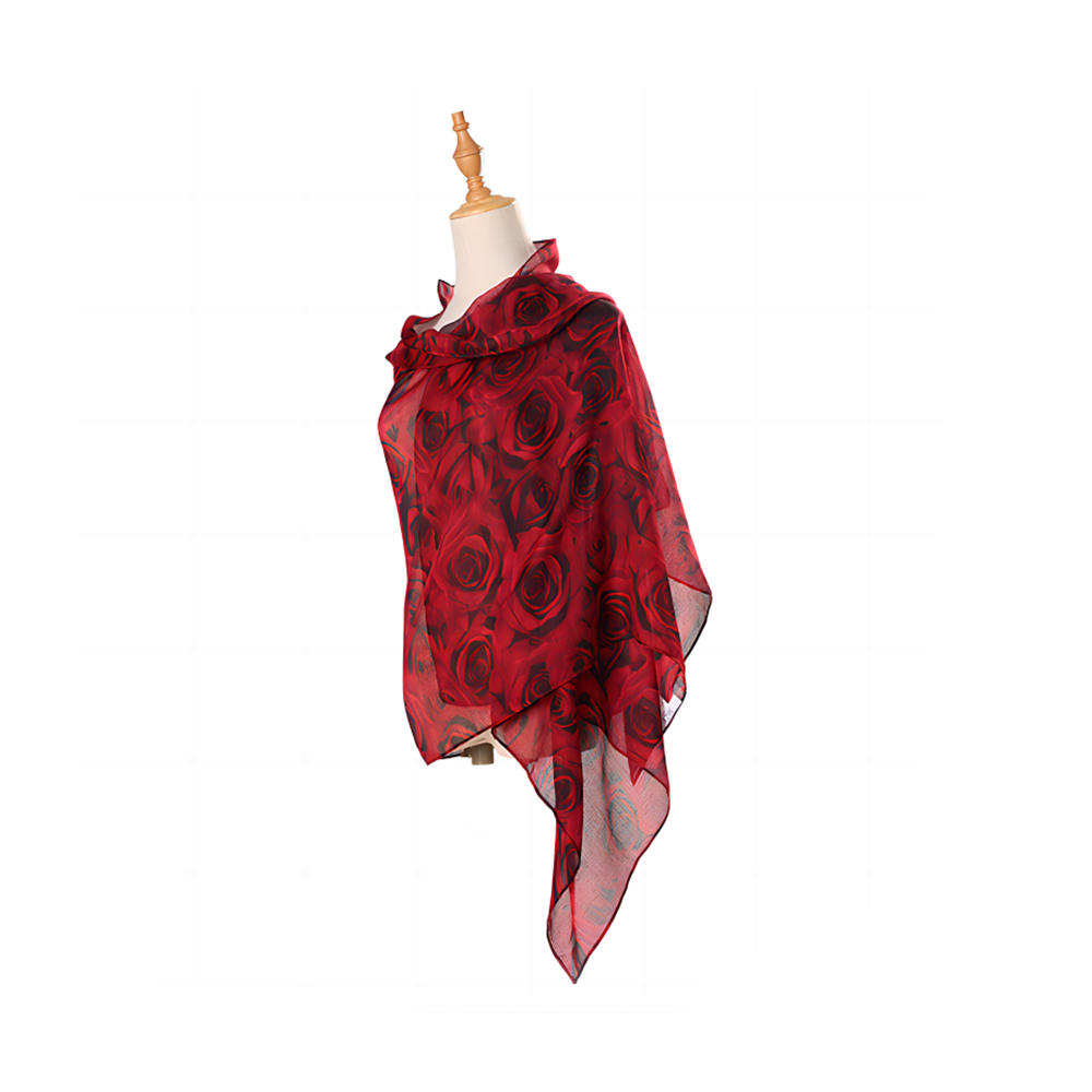 100% полиэстер вуаль шарф для женщин легкий цветок розы модные весенне-осенние зимние шарфы шаль накидки
